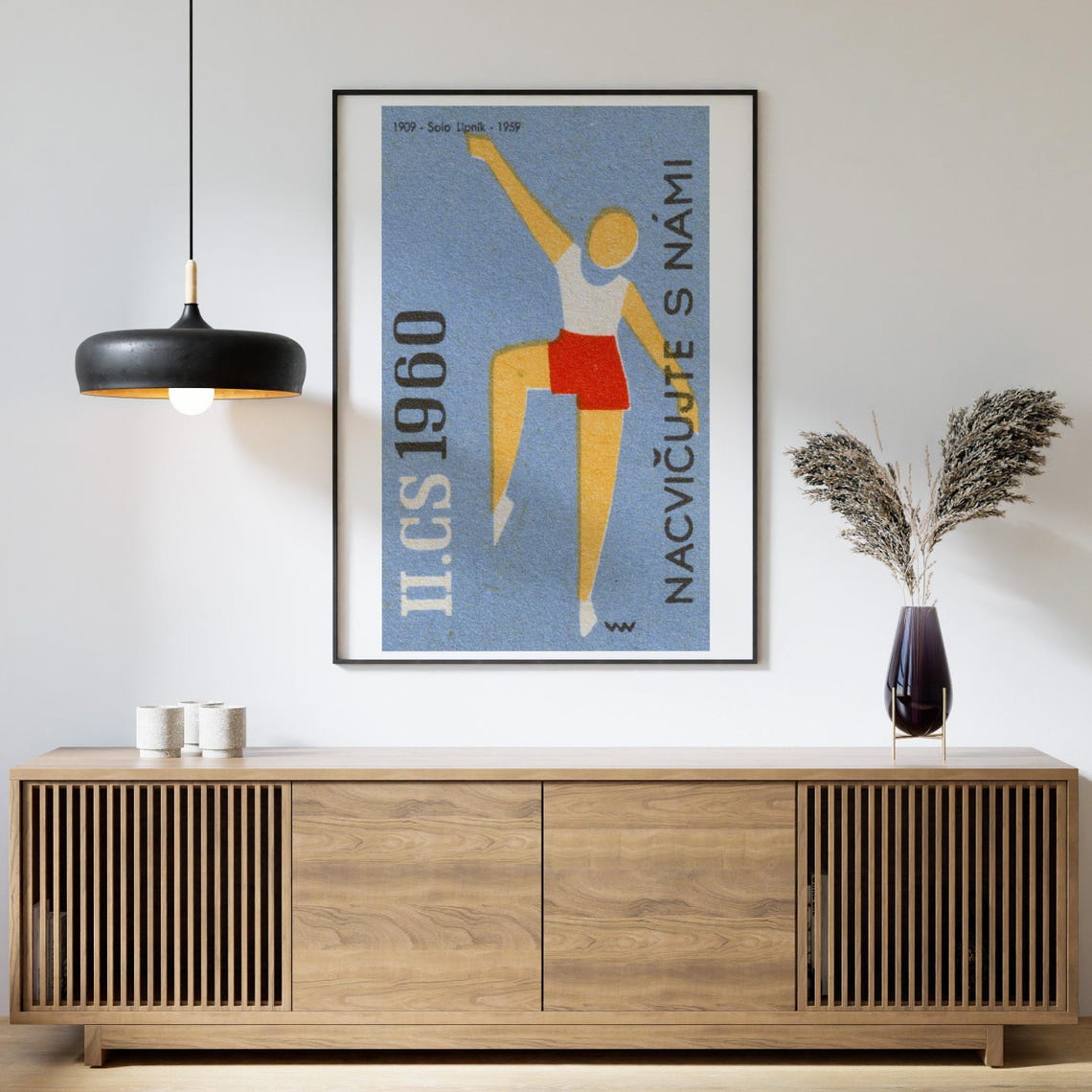 Nacvicujte s Nami 1960 Czech Gymnast Dancer Blue Vintage Sports Poster - Image 4