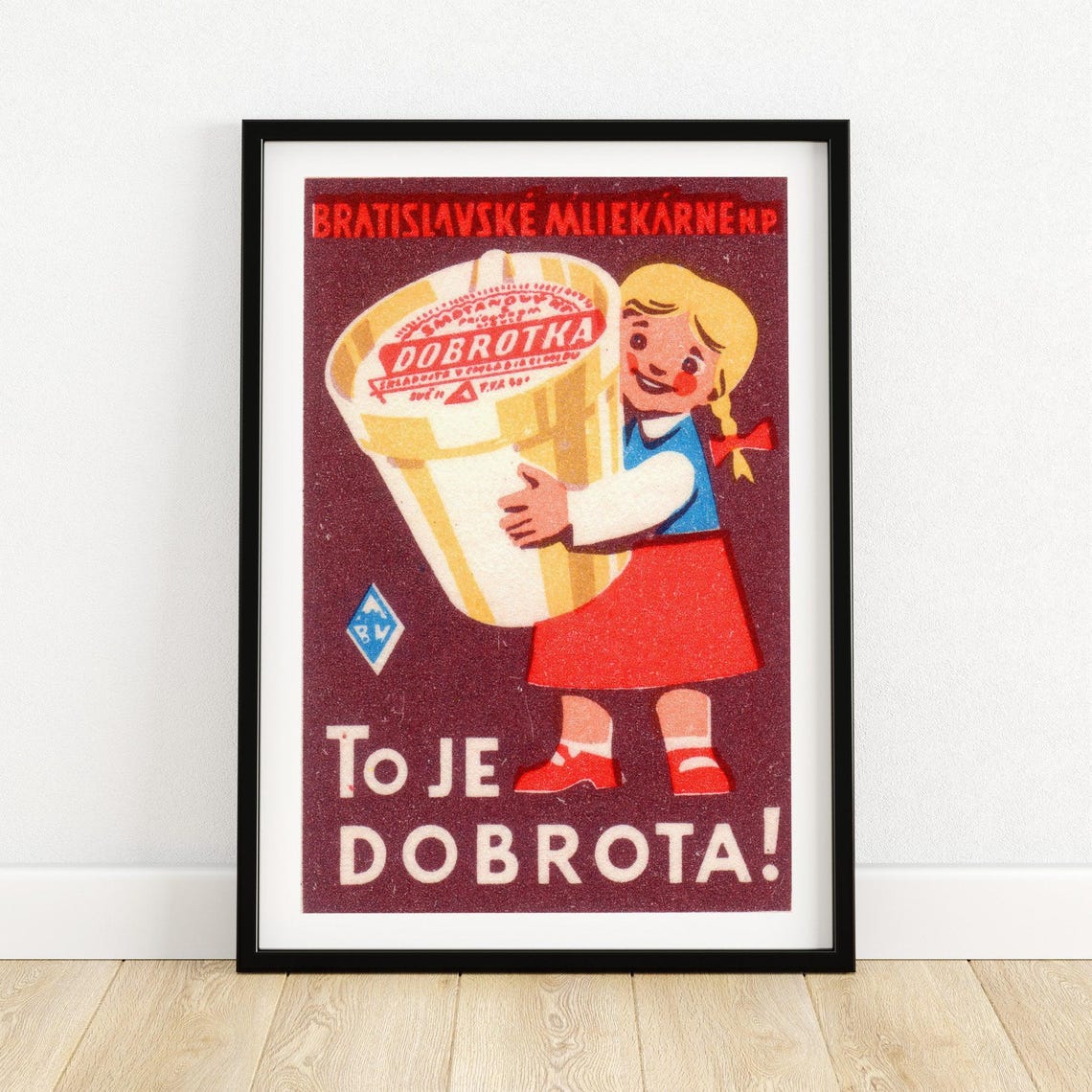 Dobrotka Slovak Dairy Cream Mid Century Advertising Art Poster