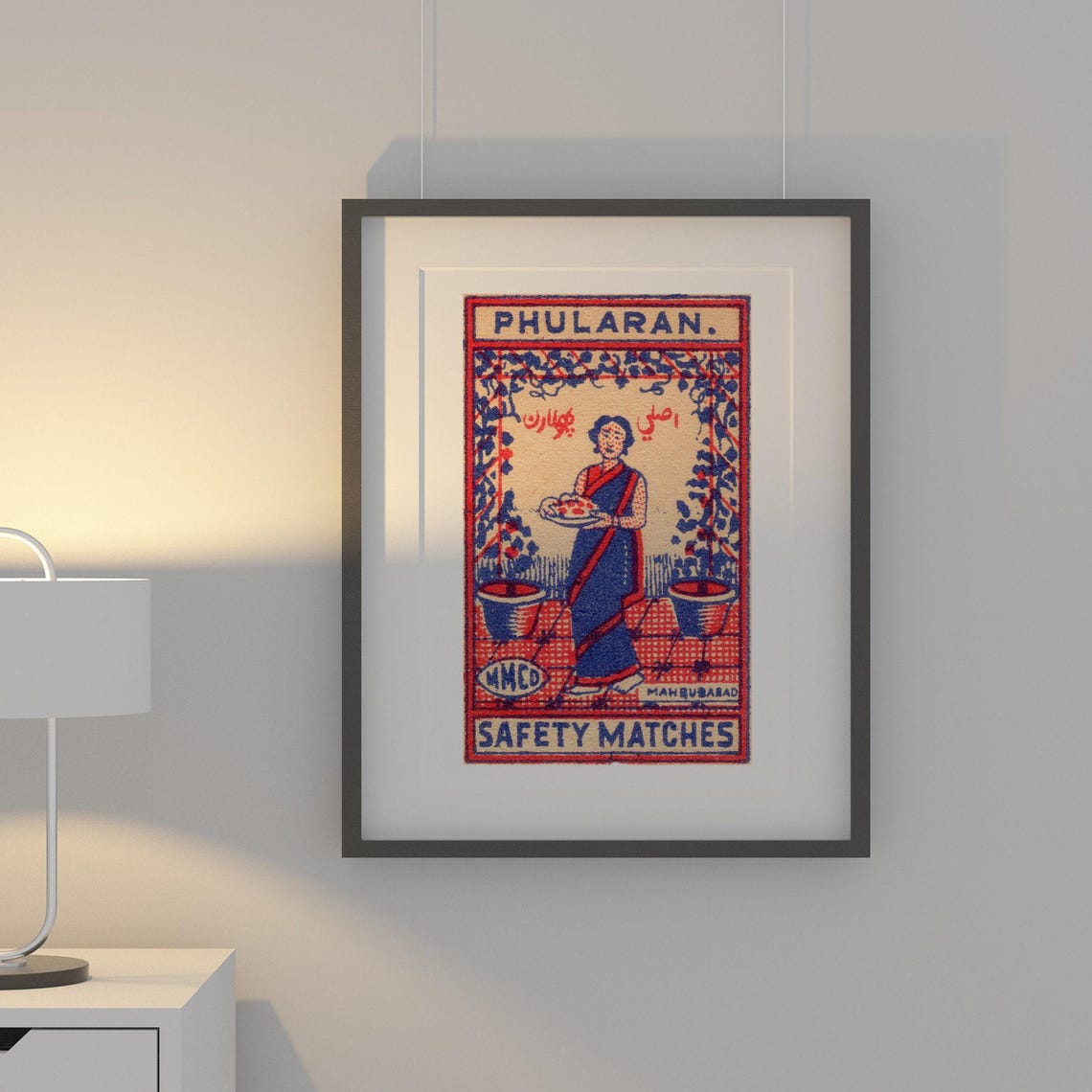Phularan Indian Woman Flower Vintage Safety Matches Label Poster - Image 2