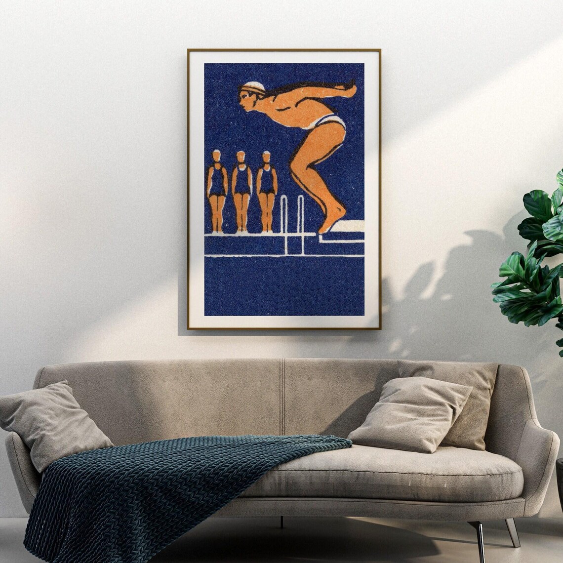 Diving Man Matchbox Vintage Eastern Europe Art Print - Image 3