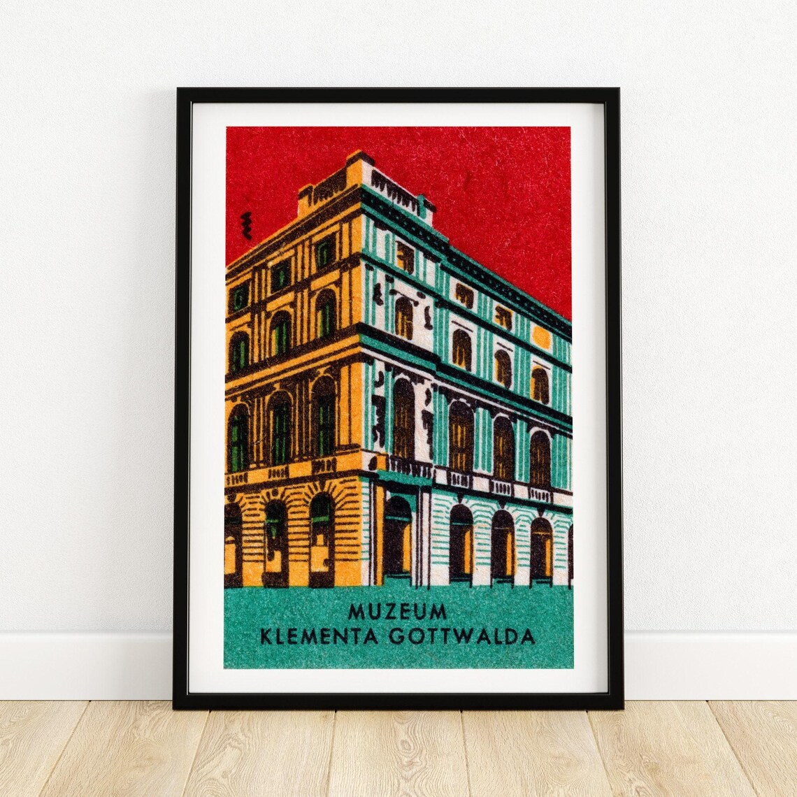 Klement Gottwald Museum Building Prague Vintage Czech Label Poster