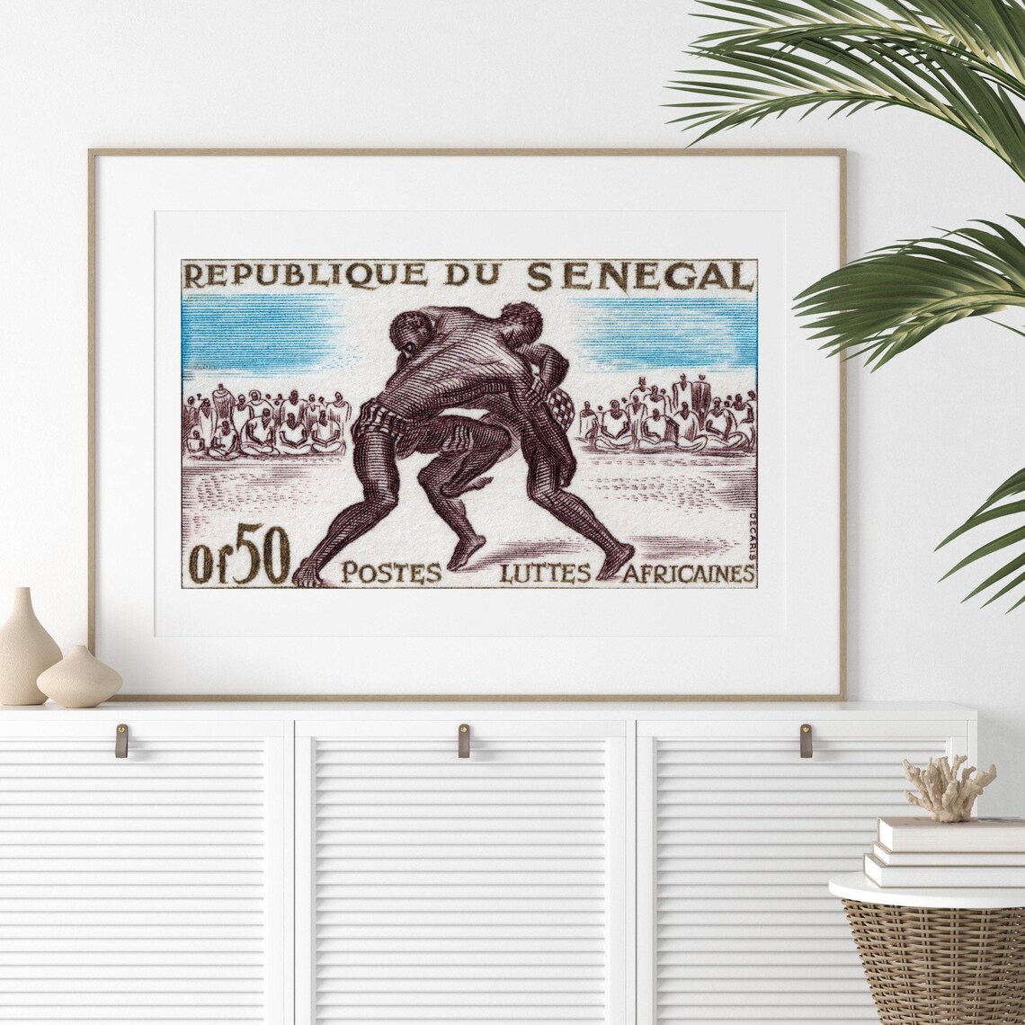 Senegalese Wrestling Vintage African Art Print - Image 2