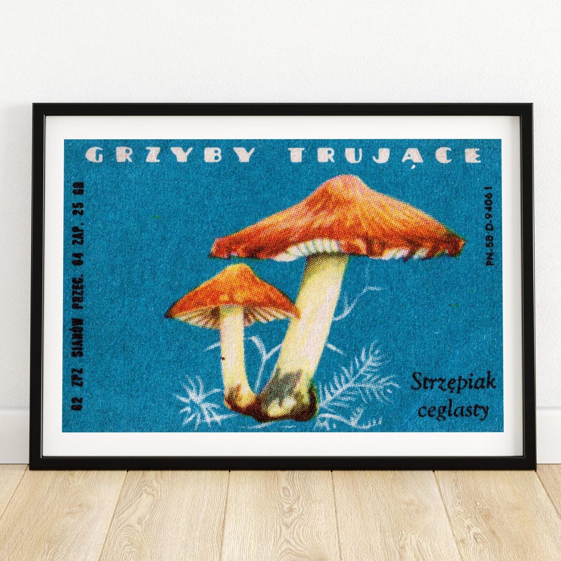 Poisonous Mushroom Vintage Polish Matchbox Label Botanical Poster