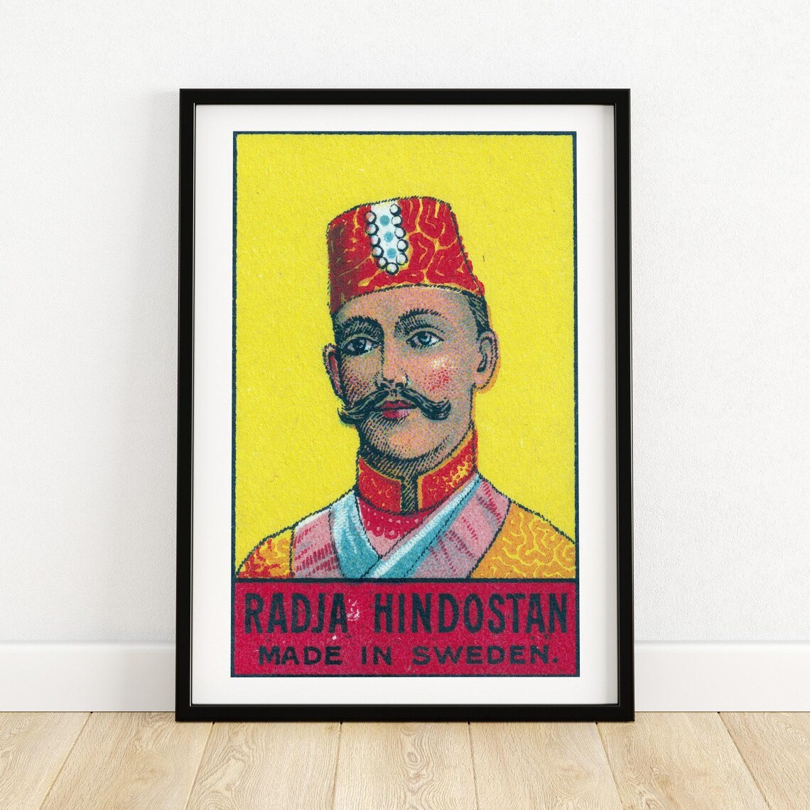 Radja Hindostan Portrait Vintage Swedish Matchbox Label Art Poster