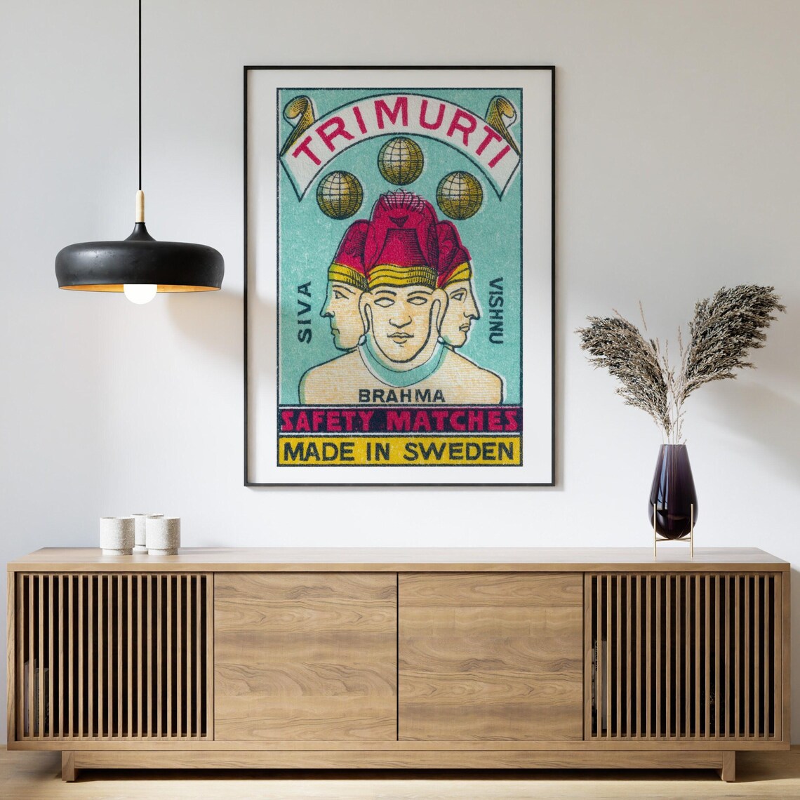 Trimurti Brahma Siva Vishnu Swedish Safety Matches Label Art Poster - Image 4