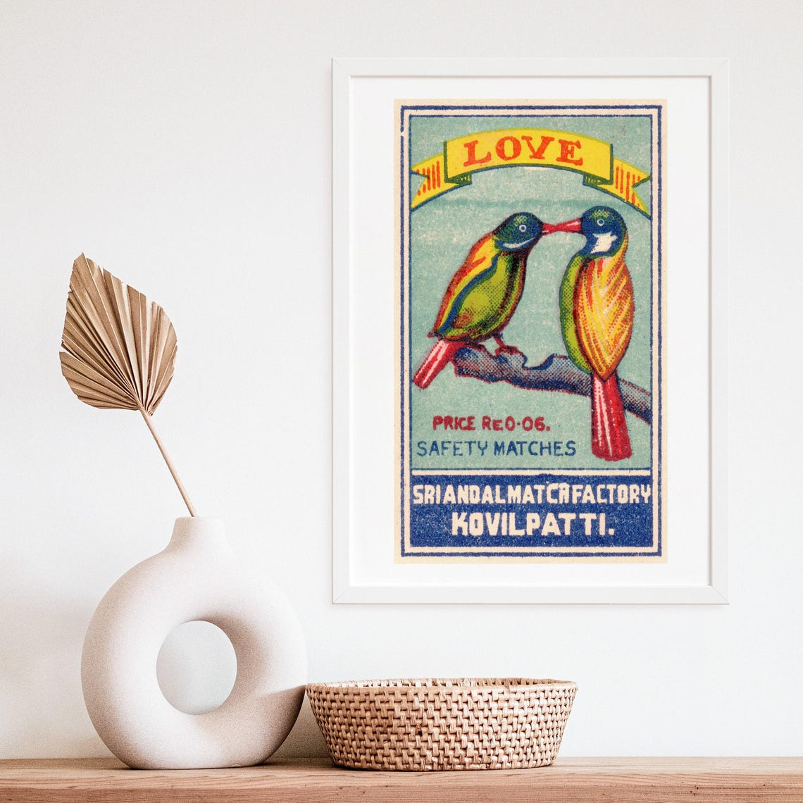 Love Birds Vintage Indian Lovebirds Matchbox Label Art Poster - Image 4