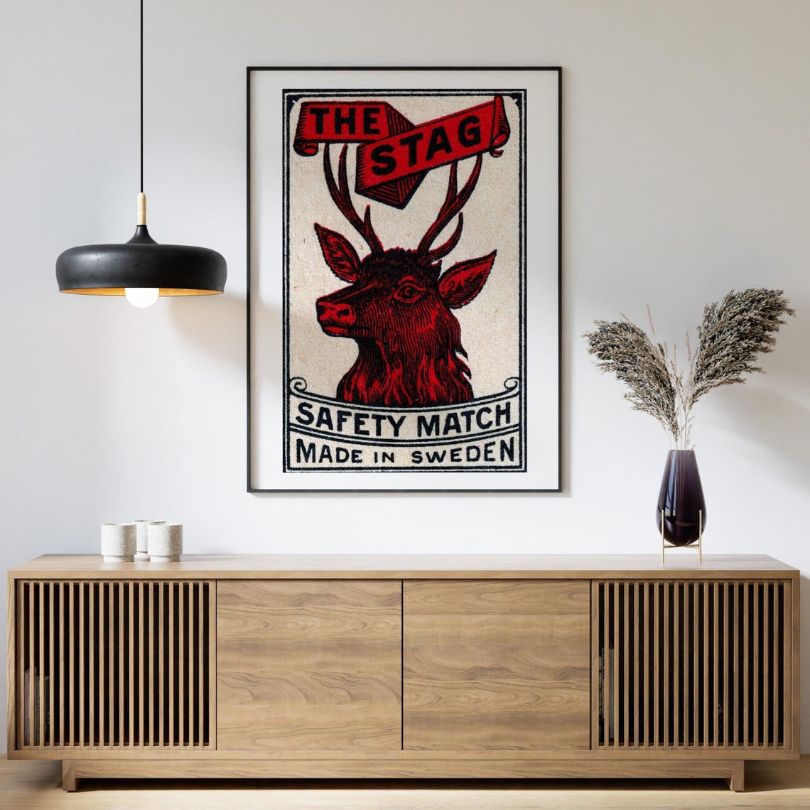 The Red Stag Safety Match Swedish Vintage Deer Matchbox Poster - Image 4