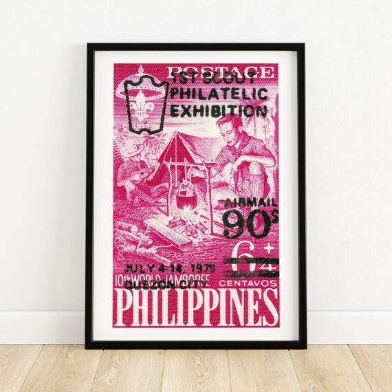 Philippines 1973 Scout Philatelic Exhibition Jamboree Stamp Poster