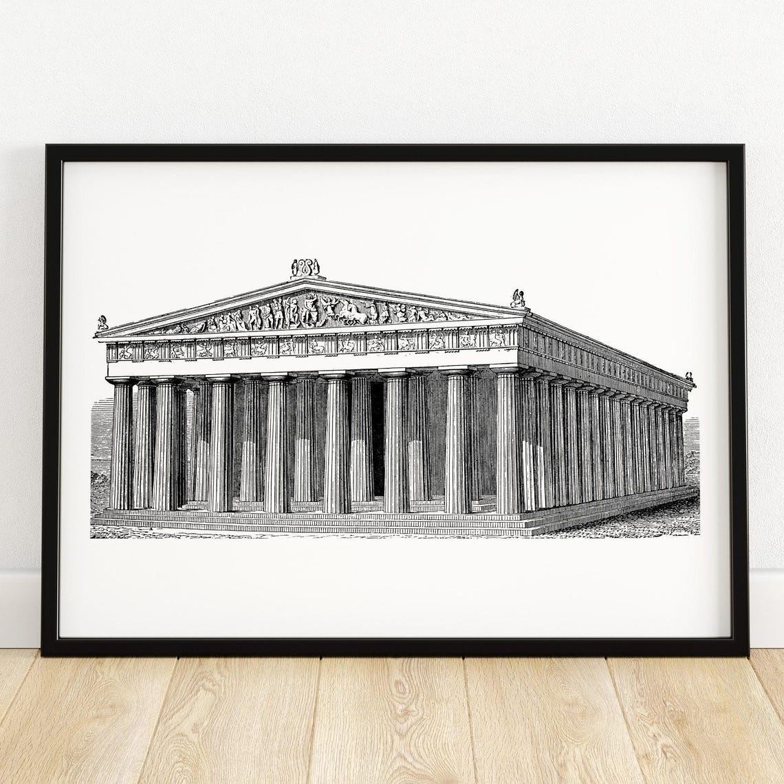 Restored Parthenon Athens Ancient Greek Temple Engraving Poster