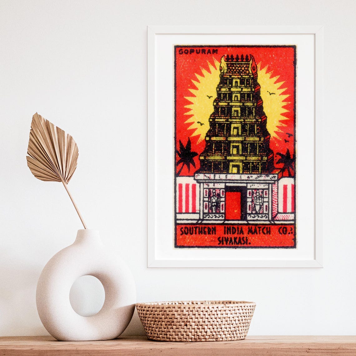 Gopuram Temple Tower Southern India Match Co Label Art Poster - Image 4