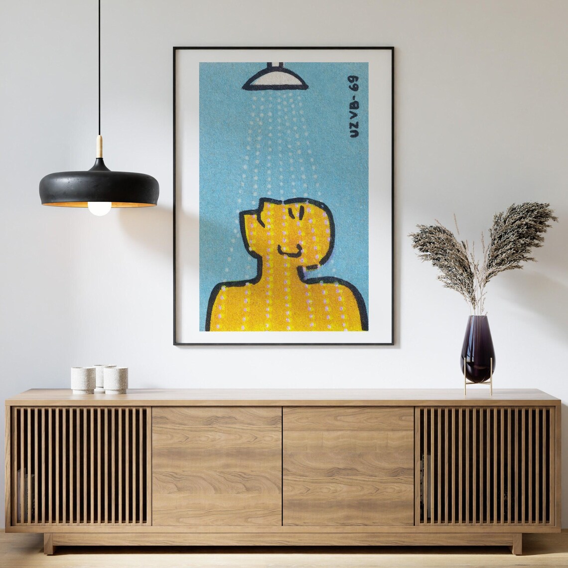 Man Under Shower Czech Vintage Matchbox Poster - Image 4