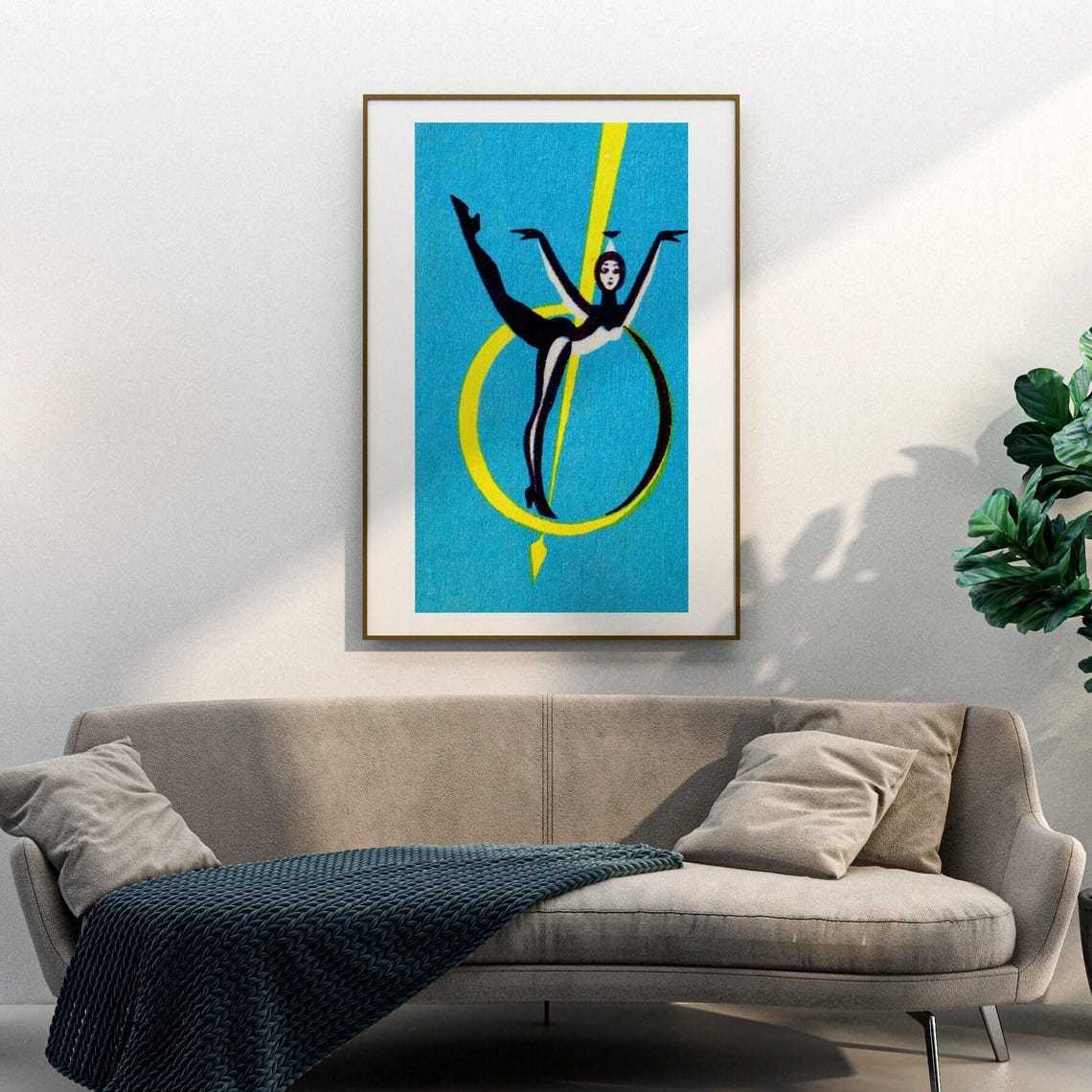 Retro Silhouette Dancer Leaping Through Hoop Mid Century Art Poster - Image 3