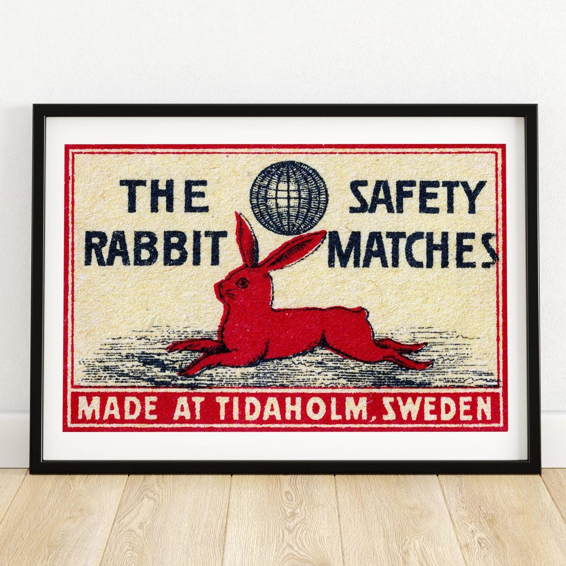 The Rabbit Safety Matches Vintage Swedish Matchbox Label Poster