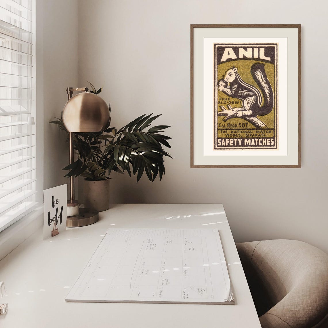 Anil Squirrel Eating Nut Vintage India Safety Matches Poster - Image 2