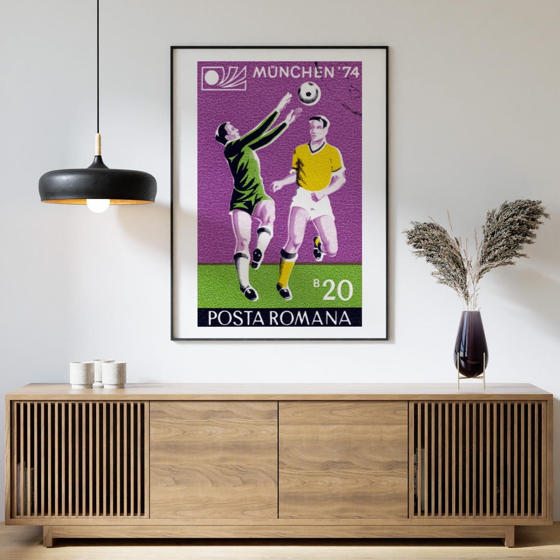 Munchen 74 Romania World Cup Football Vintage Stamp Art Poster - Image 4