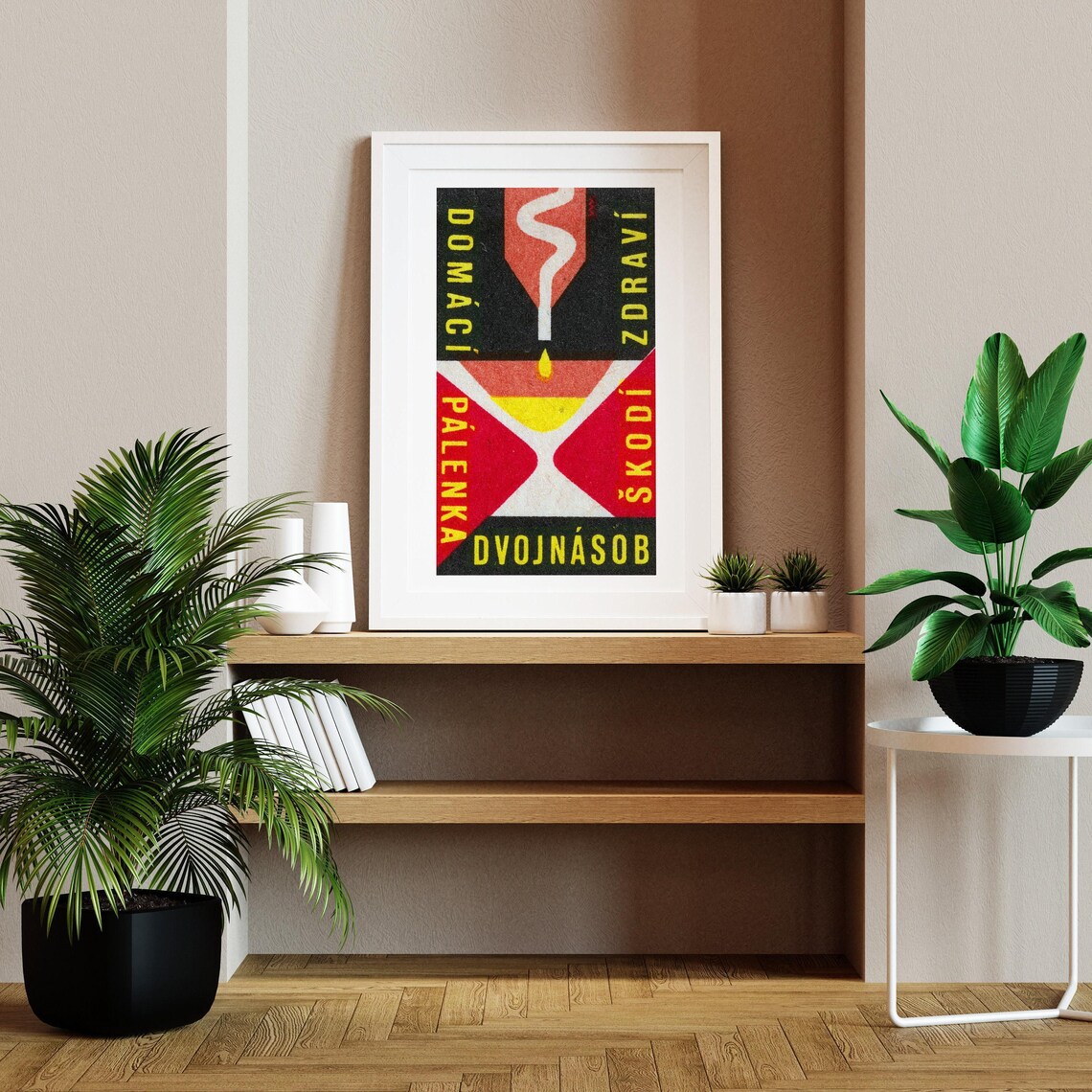 Homemade Alcohol Matchbox Vintage Czech Art Poster - Image 2