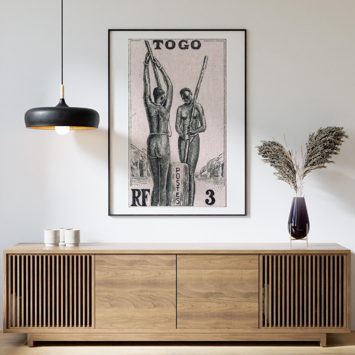 Togo RF Postes Village Women With Mortar Vintage Stamp Art Poster - Image 4