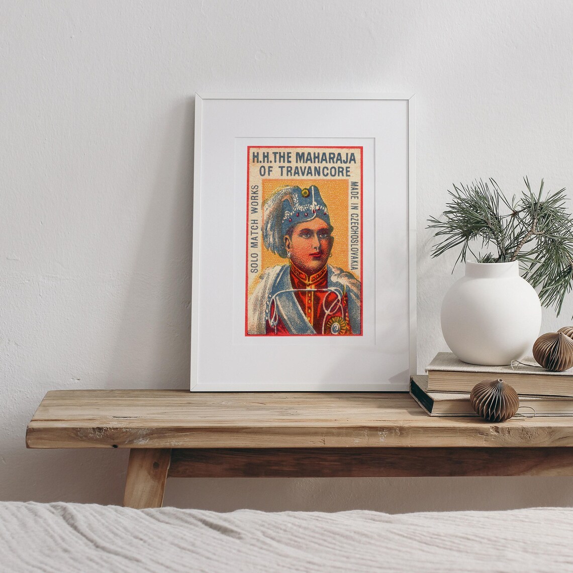 Maharaja of Travancore Portrait Czech Solo Matchbox Label Poster - Image 3