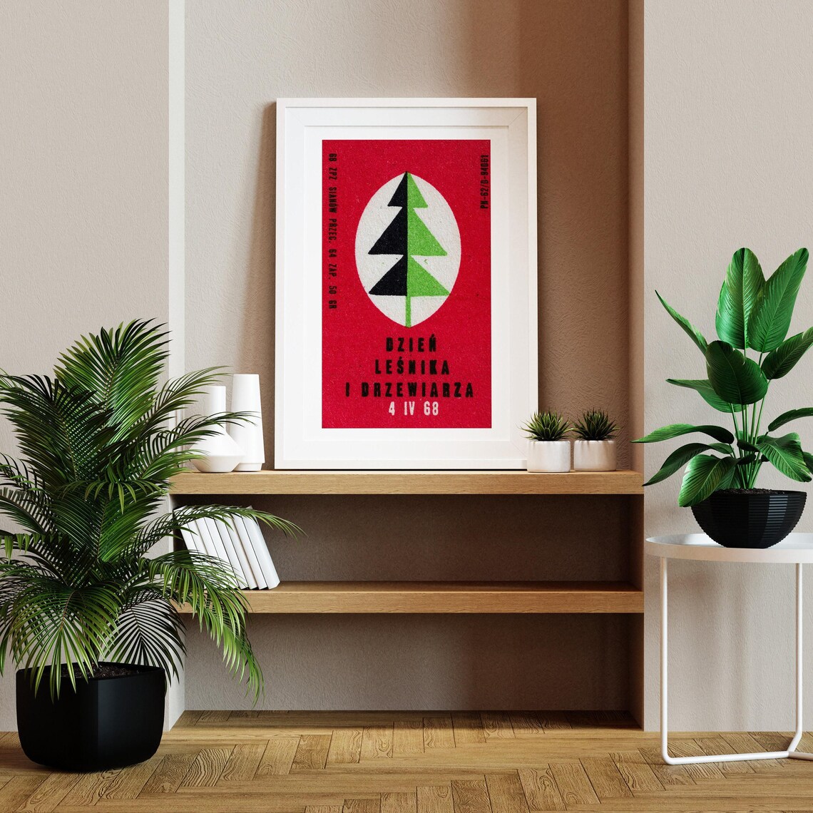 Dzien Lesnika i Drzewiarza 1968 Polish Forester Day Matchbox Poster - Image 2