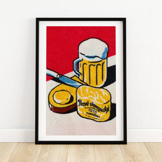 Beer Bread And Cheese Matchbox Print Aesthetic Wall Art Vintage Kitchen Art Matchbox Wall Poster Vintage Poster Print