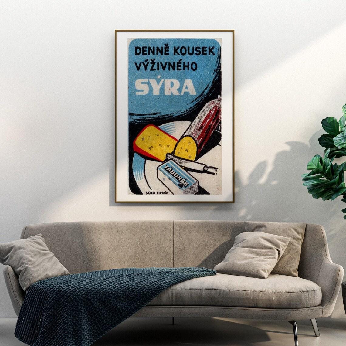 Denne Kousek Vyzivneho Syra Czech Cheese Vintage Ad Matchbox Poster - Image 3