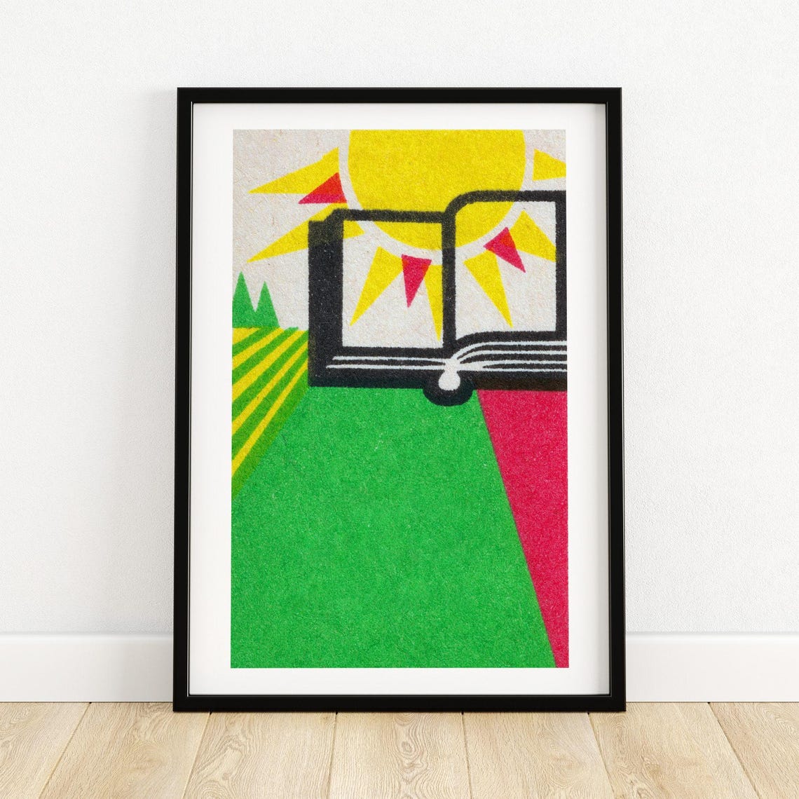 Sunshine Book Open Book Sunrise Vintage Matchbox Label Art Poster