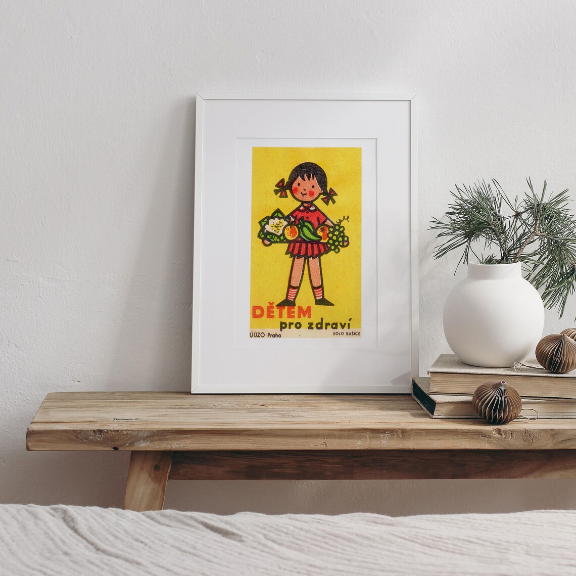 For Children for Health Fruit Girl Vintage Czech Matchbox Poster - Image 2