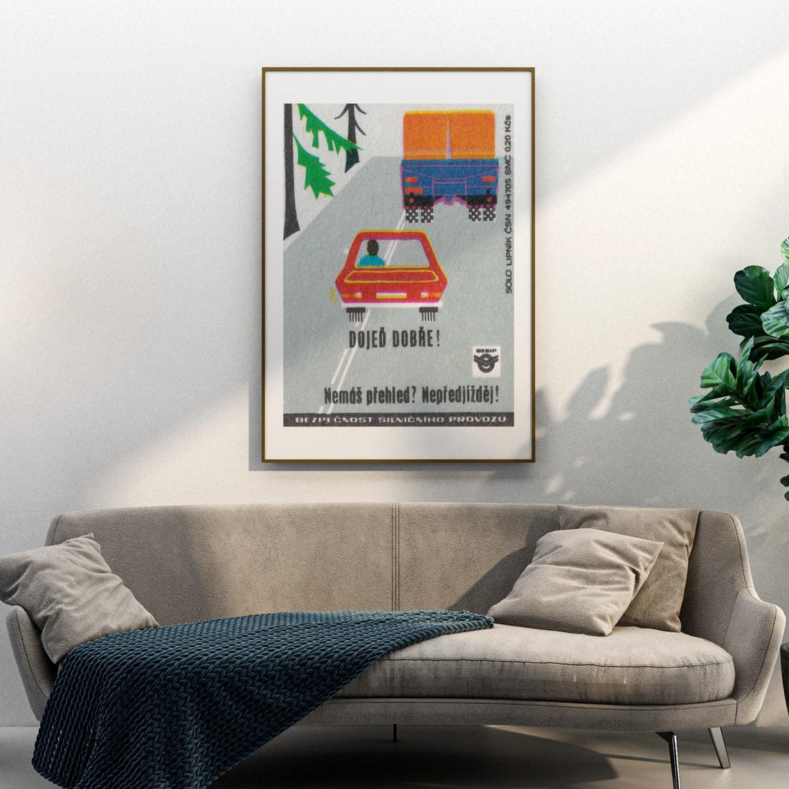 Drive Safely Do Not Overtake Road Safety Vintage Car Art Poster - Image 3