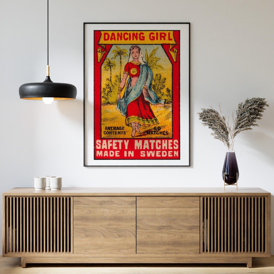 Dancing Girl Safety Matches Vintage Swedish Matchbox Label Art Poster - Image 4