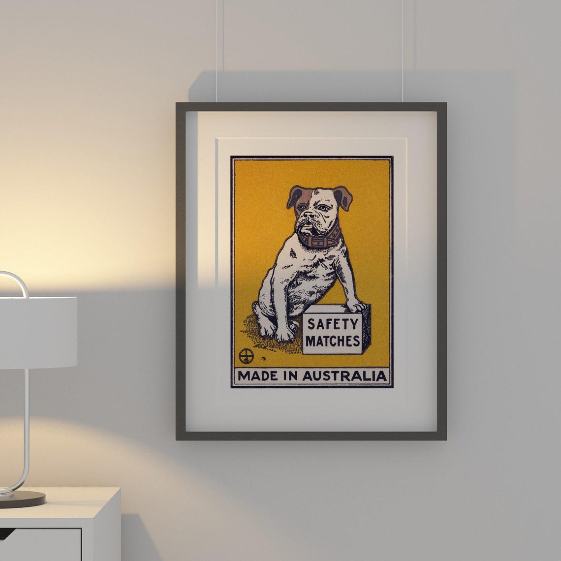 Bulldog Standing on Safety Matches Box Vintage Australia Poster - Image 2