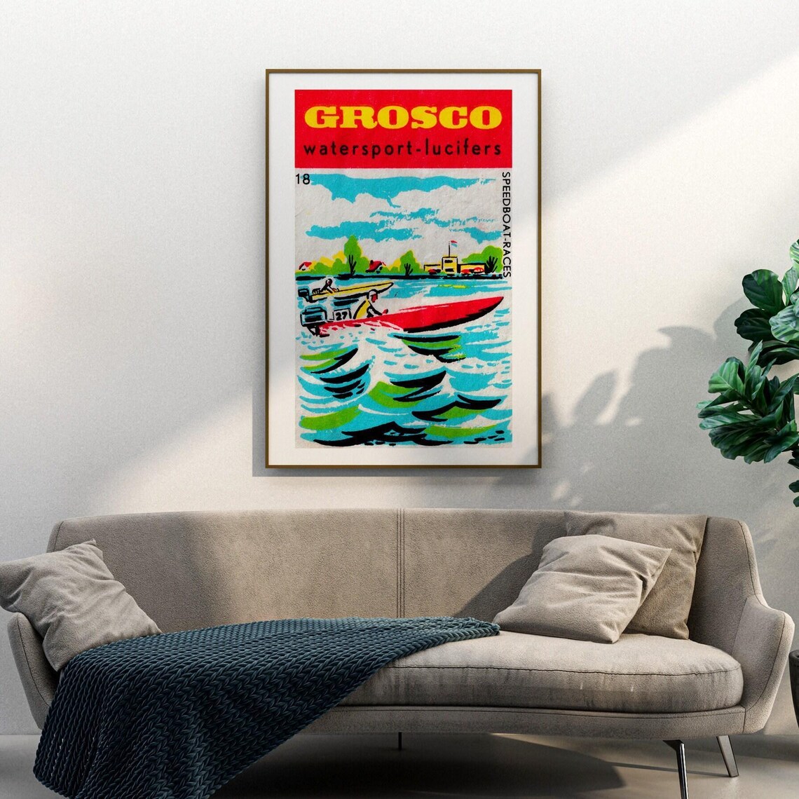 Grosco Watersport Lucifers Speedboat Races Vintage Label Poster - Image 3