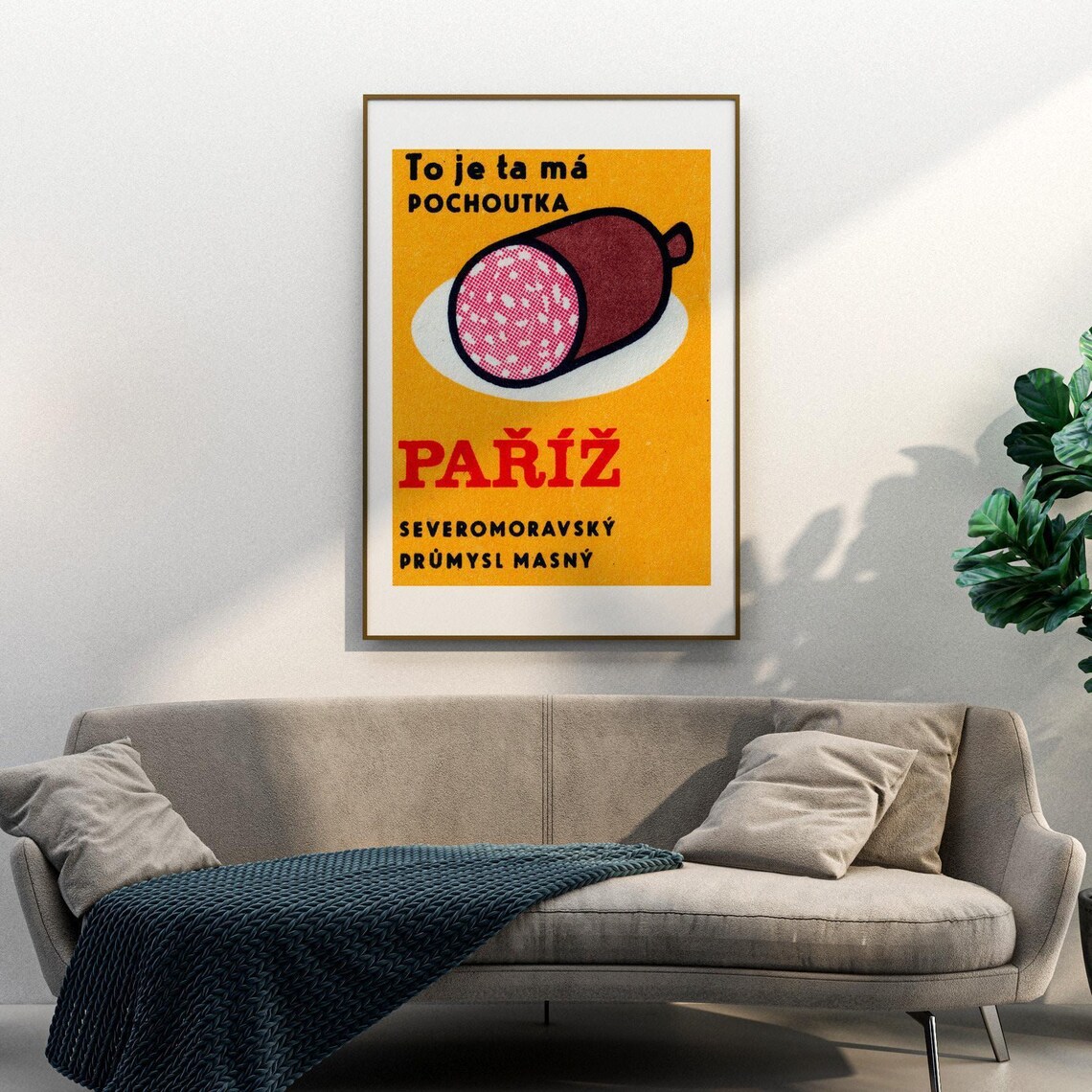 Pariz Salami Czech Vintage Butcher Shop Advertising Art Poster - Image 3