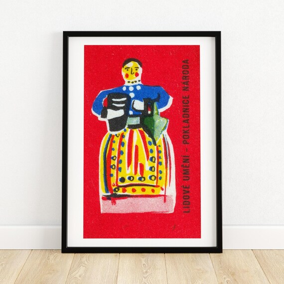Czech Folk Woman Traditional Dress Matchbox Label Art Poster