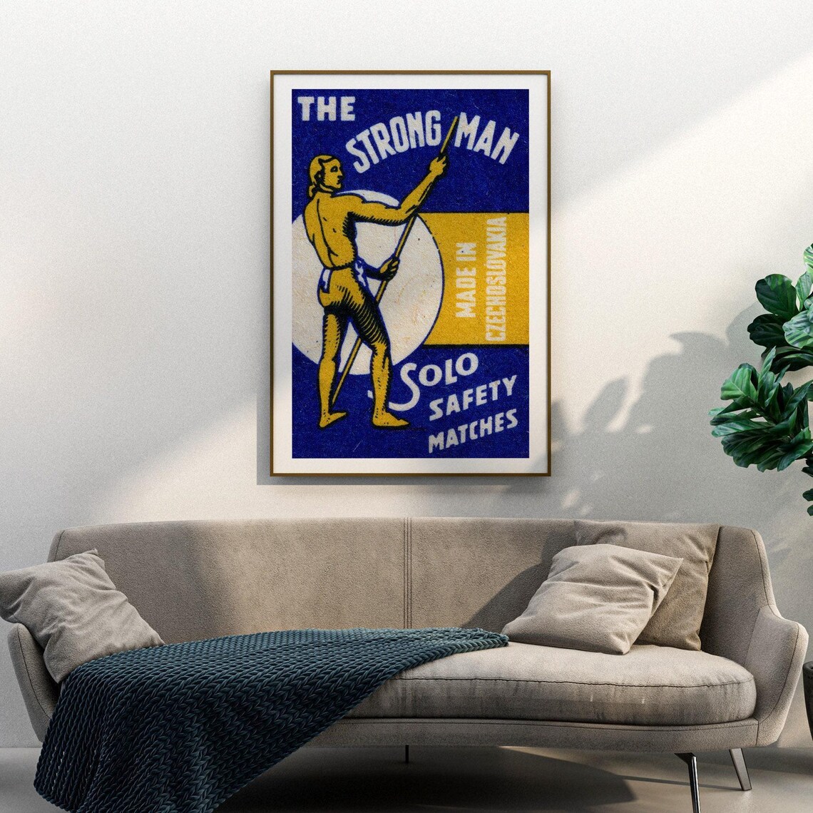 Strong Man Matchbox Vintage Czech Art Print - Image 3
