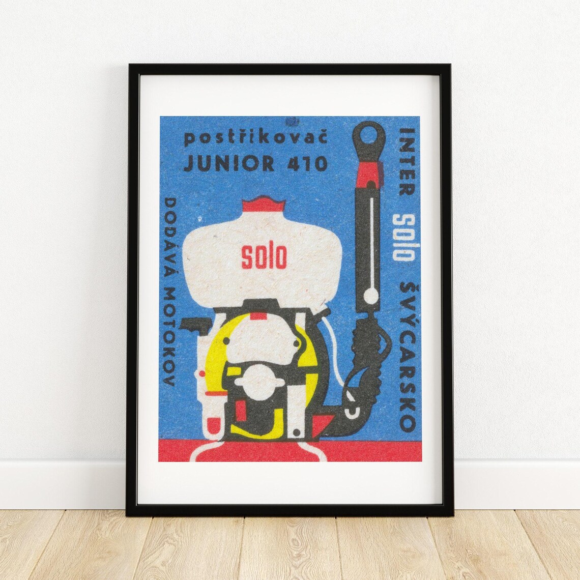 Solo Junior 410 Sprayer Retro Czech Matchbox Label Art Poster