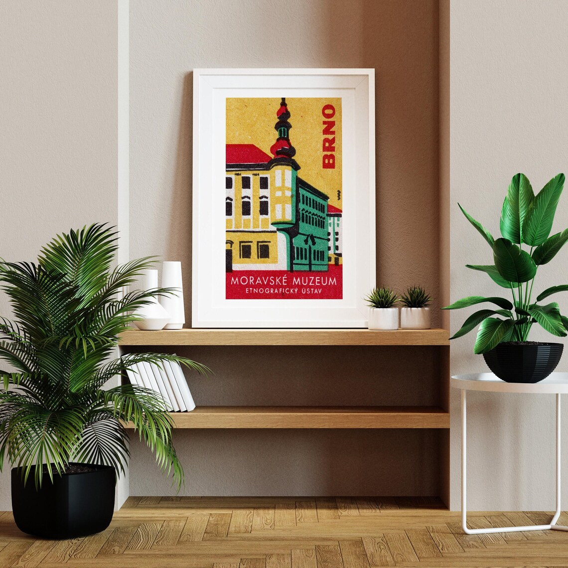 Brno Moravian Museum Building Vintage Czech Label Art Poster - Image 2