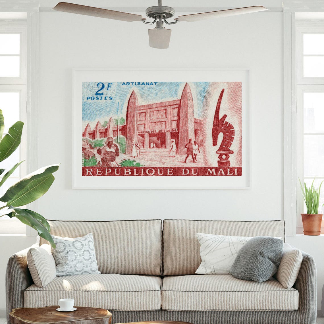 Mali Artisanat Maison des Arts Vintage French Stamp Art Poster - Image 3