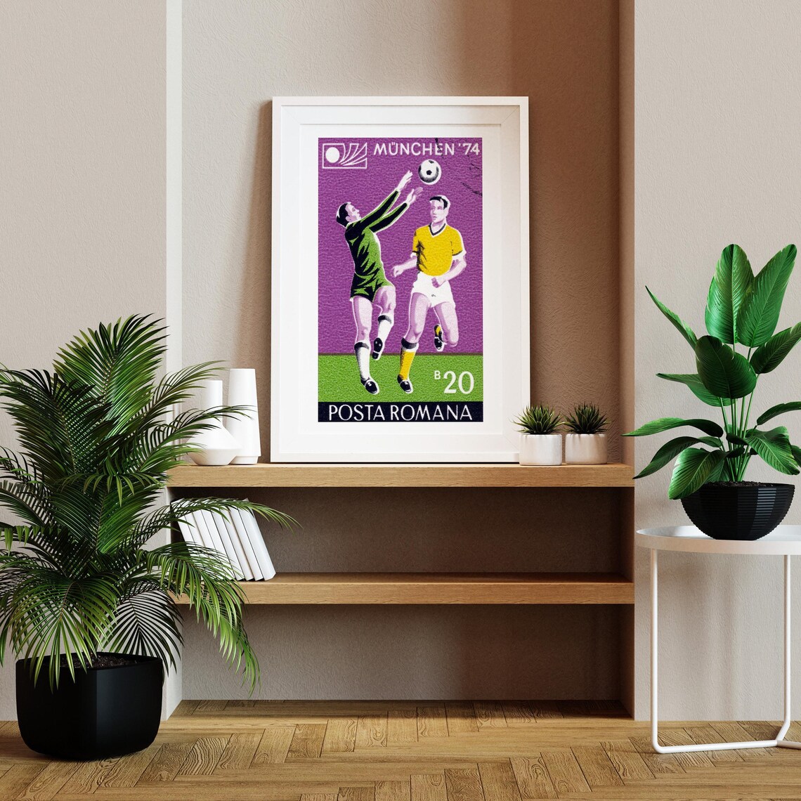 Munchen 74 Romania World Cup Football Vintage Stamp Art Poster - Image 2