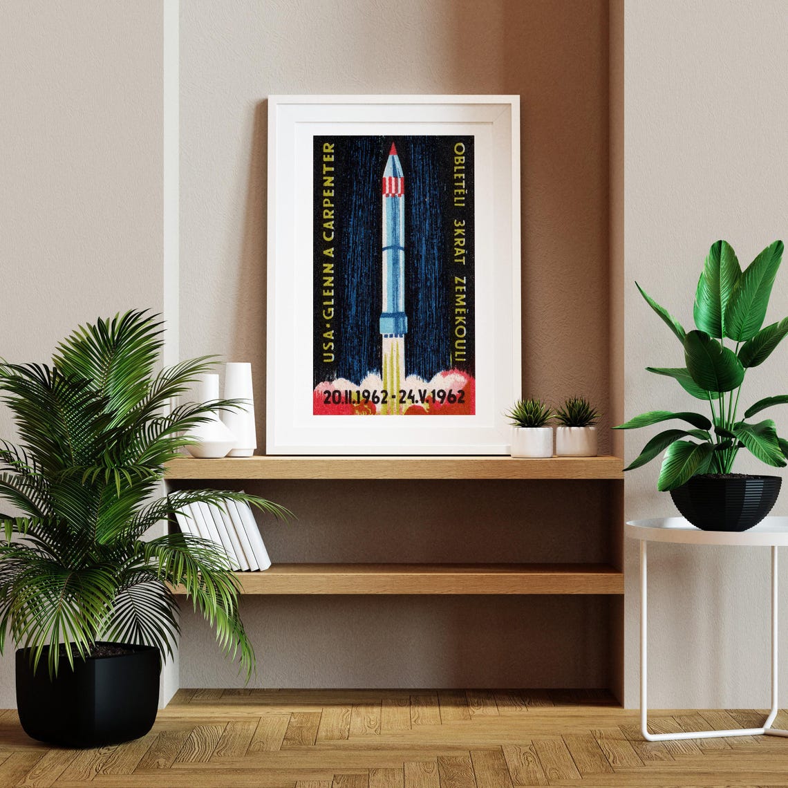 John Glenn Scott Carpenter 1962 Mercury Rocket Space Flight Poster - Image 2