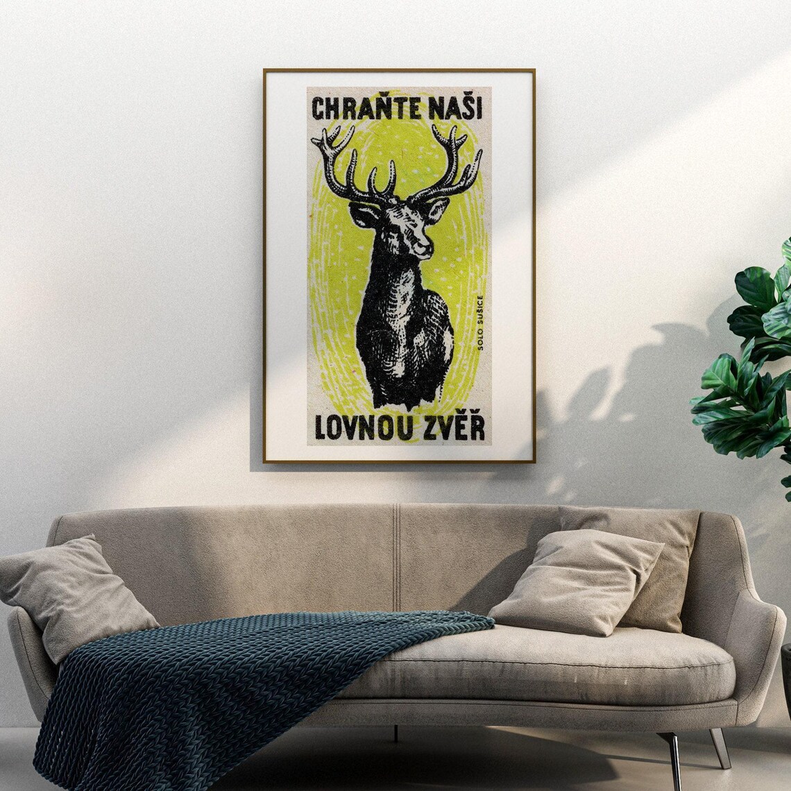 Black Stag Vintage Czech Art Poster Print - Image 3