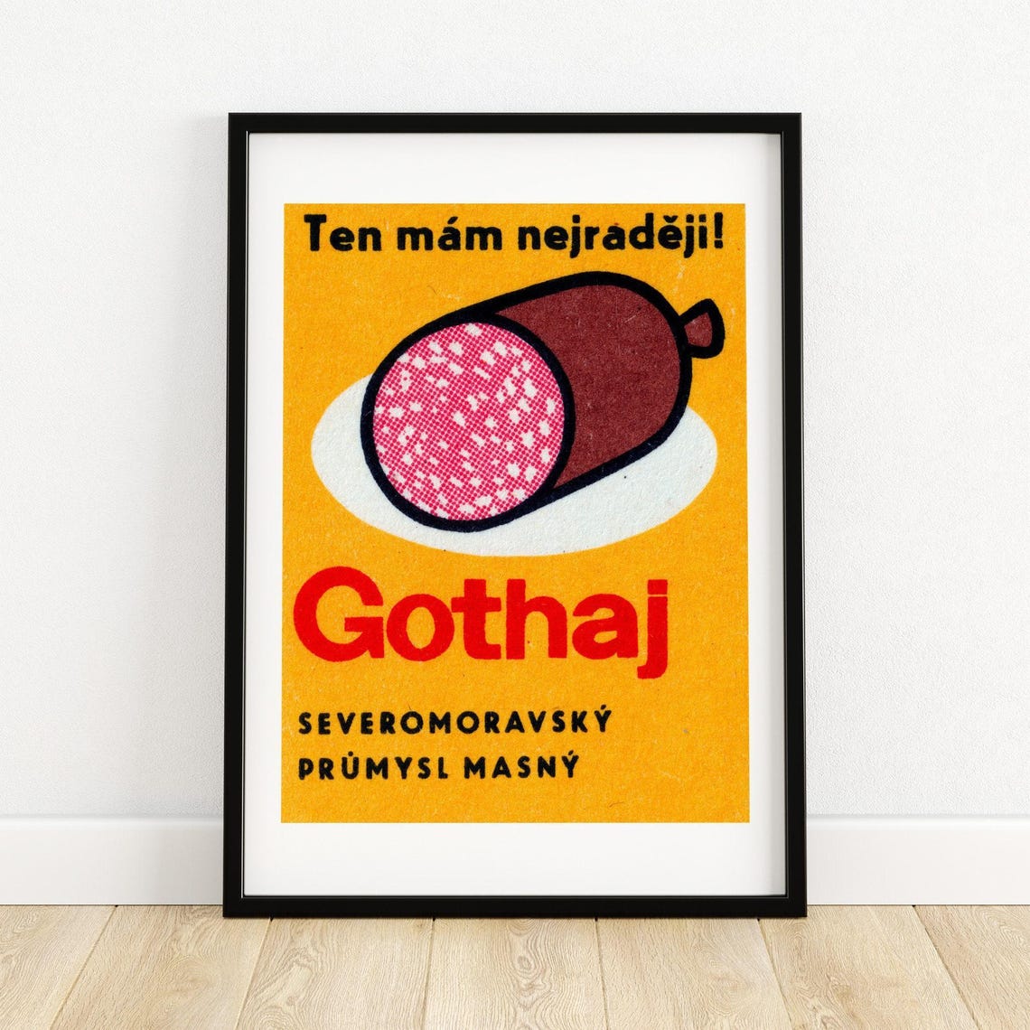 Gothaj Salami Czech Vintage Meat Advertising Matchbox Label Poster