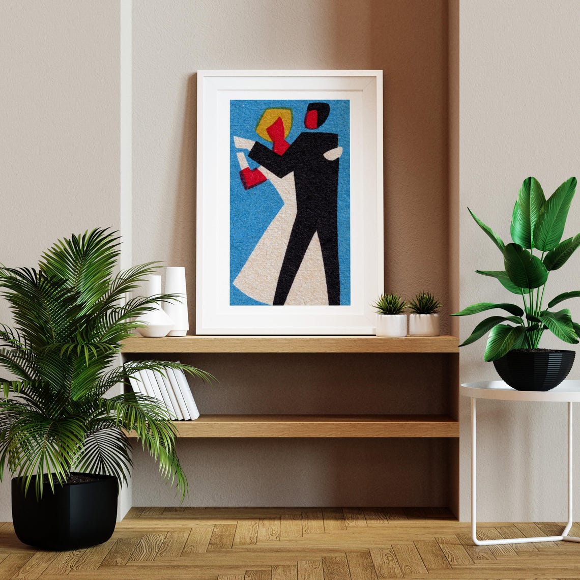 Abstract Dancing Couple Ballroom Blue Matchbox Label Art Poster - Image 2