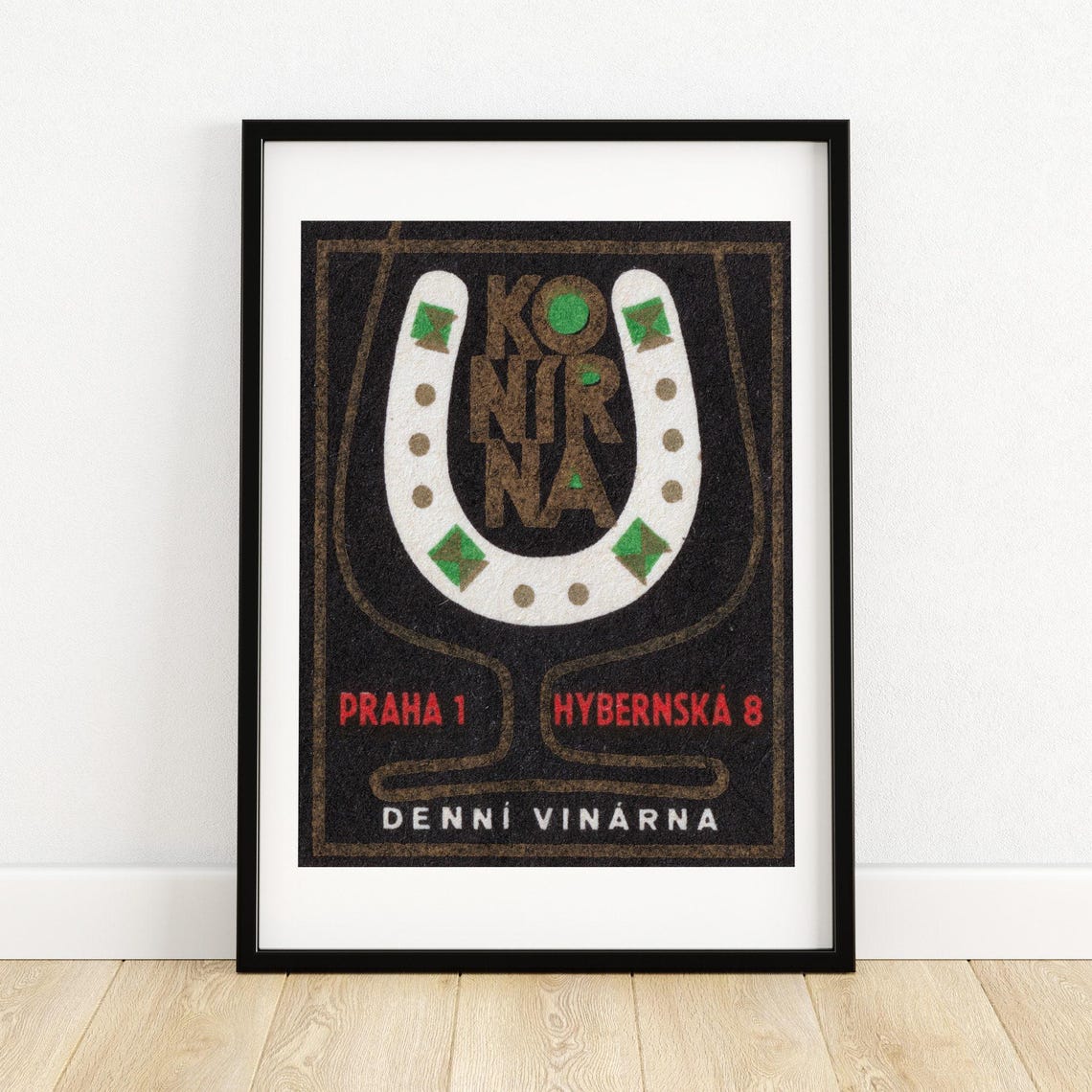 Konirna Prague Daily Wine Bar Horseshoe Vintage Label Art Print