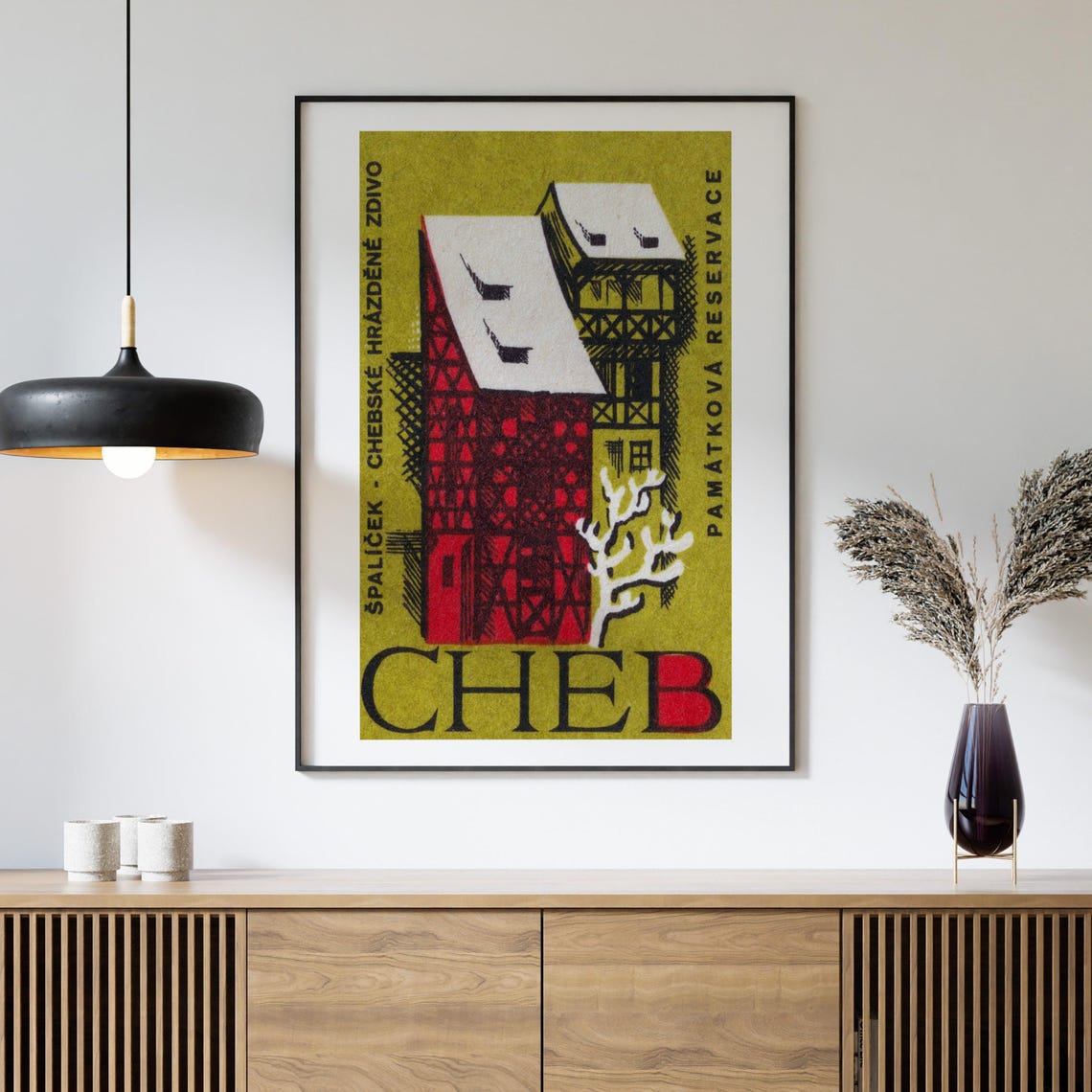 Cheb Red Timbered House Spalicek Retro Matchbox Label Art Poster - Image 4