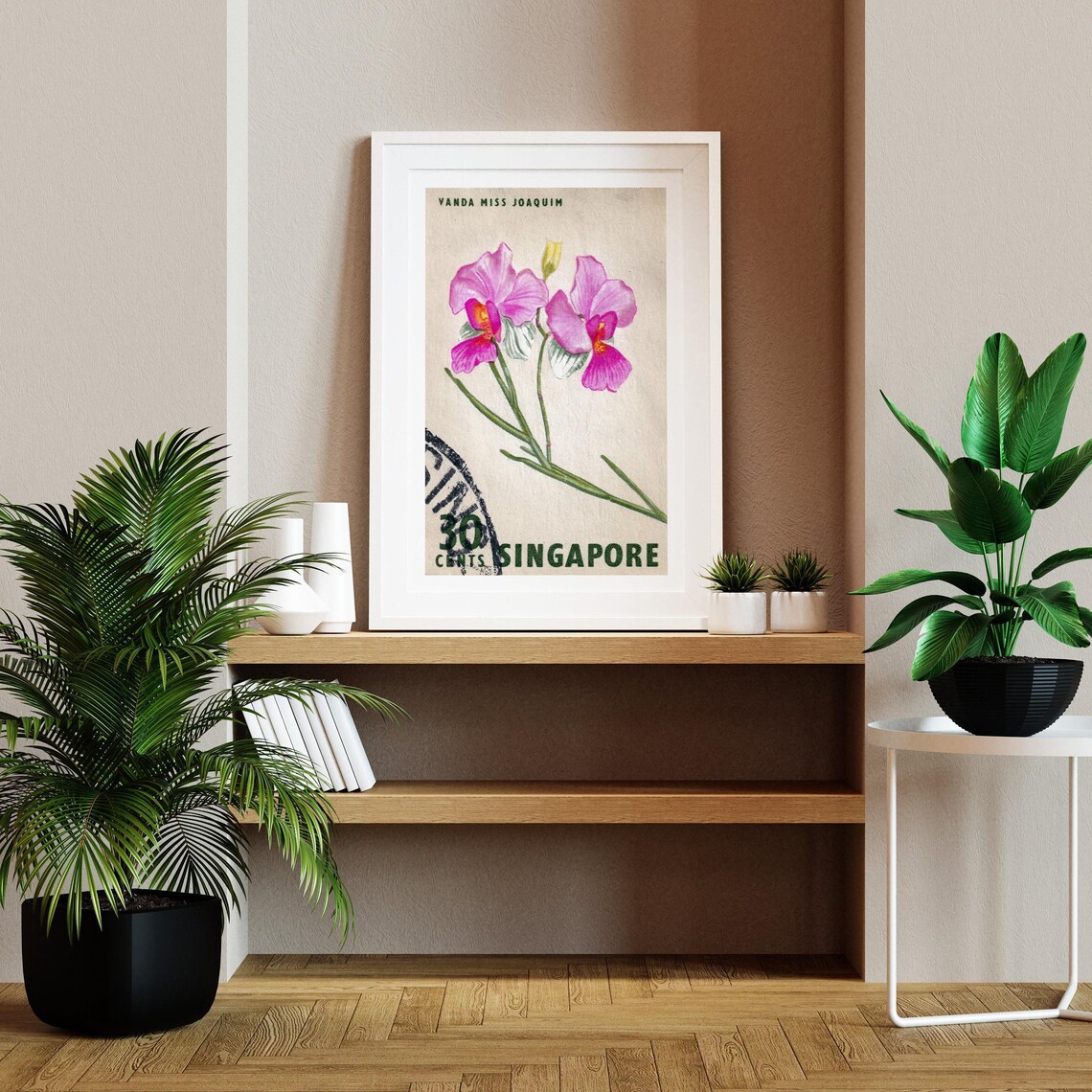 Pink And White Flower Singapore Vintage Poster Print - Image 2