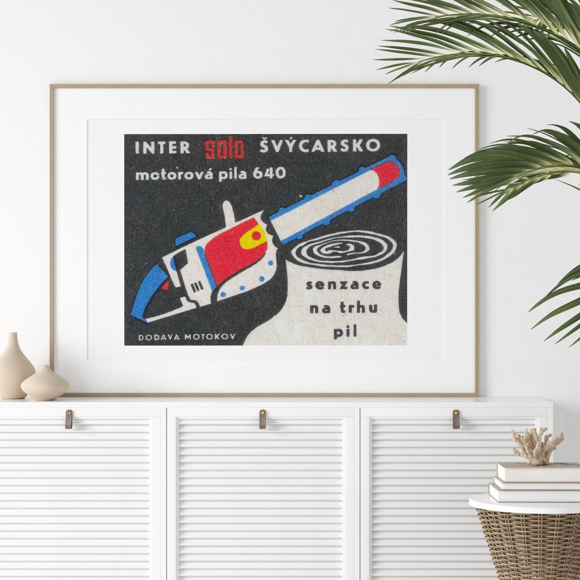 Solo 640 Blue Chainsaw Retro Czech Matchbox Label Art Poster - Image 2
