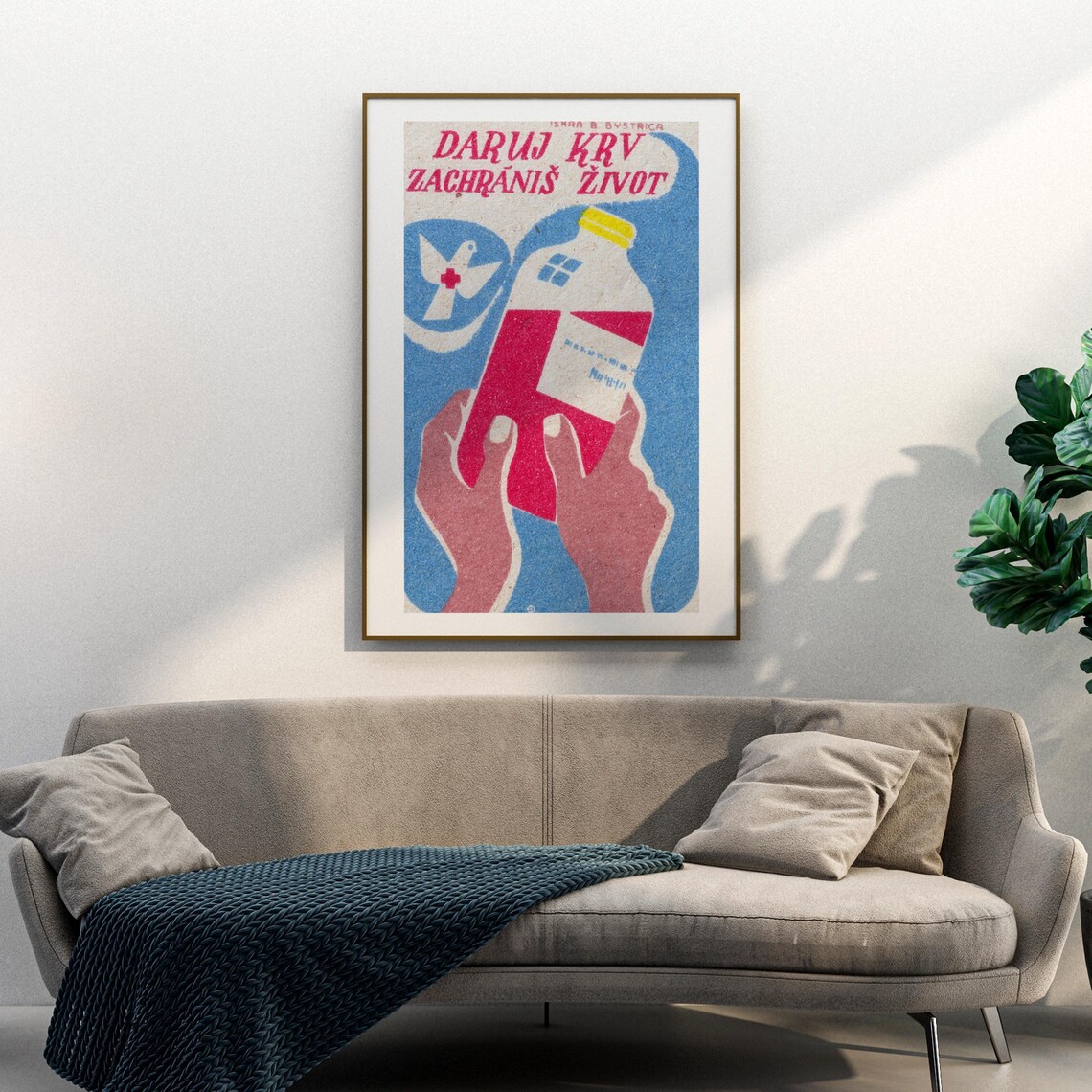 Daruj Krv Zachranis Zivot Blood Donation Vintage Slovak Label Print - Image 3