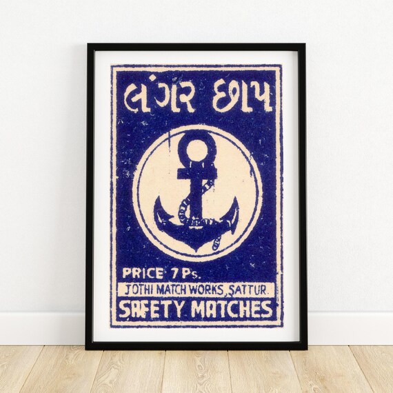 Anchor Safety Matches Jothi Match Works Sattur Indian Label Poster