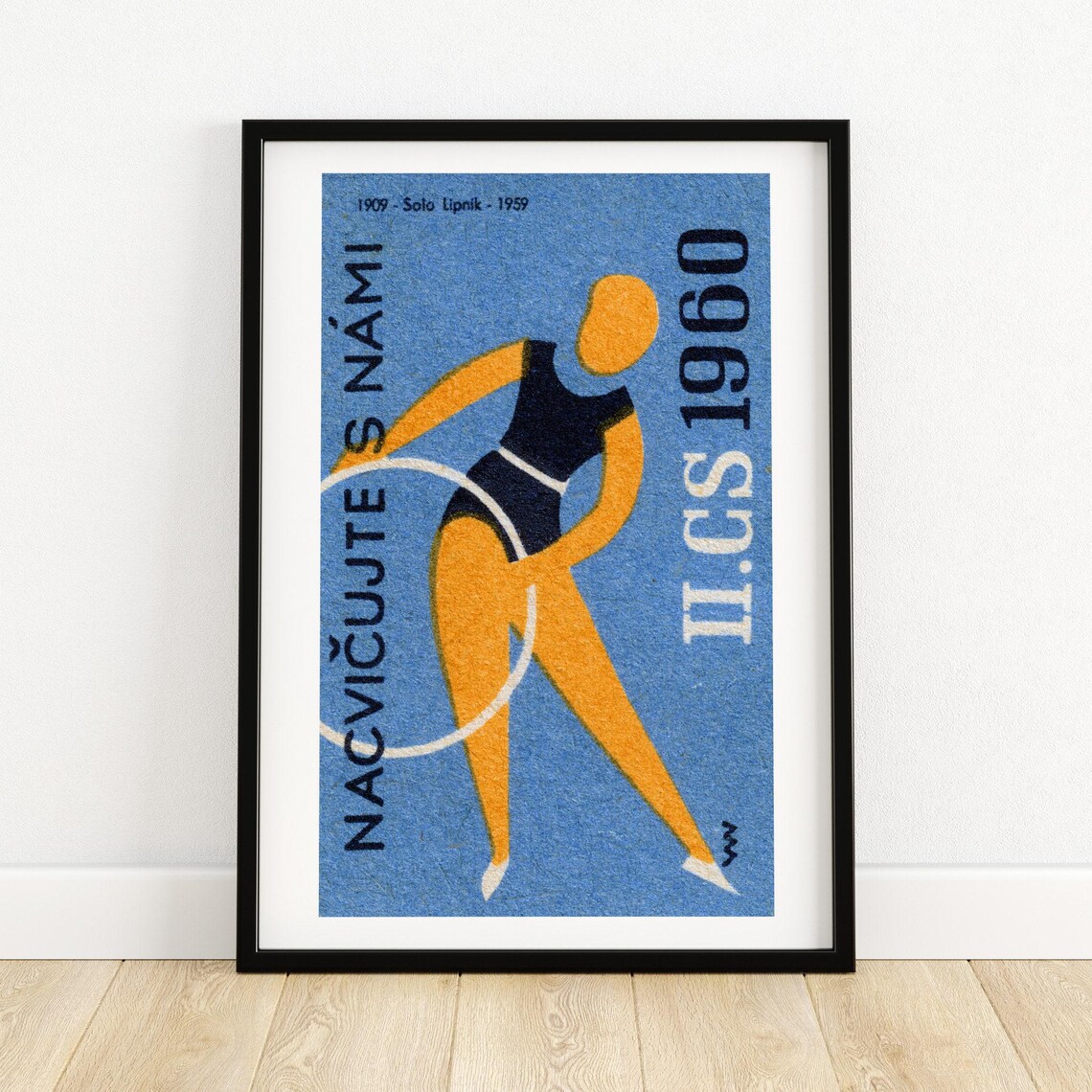 Hoop Gymnast Nacvicujte s Nami 1960 Czech Vintage Gymnastics Poster