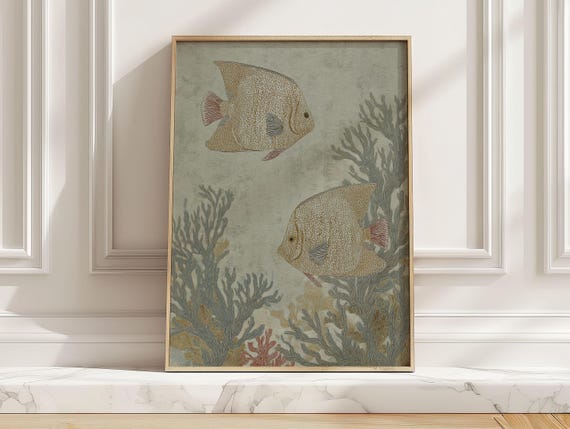 Tropical Reef Fish Poster Print, Minimalist Ocean